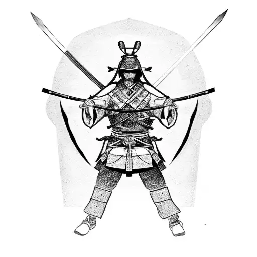 Fallen Samurai With Arrows And Swords In His Back