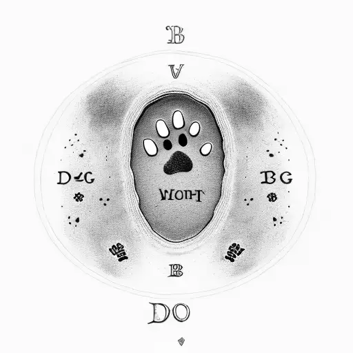 Dog Foot Print With Initials