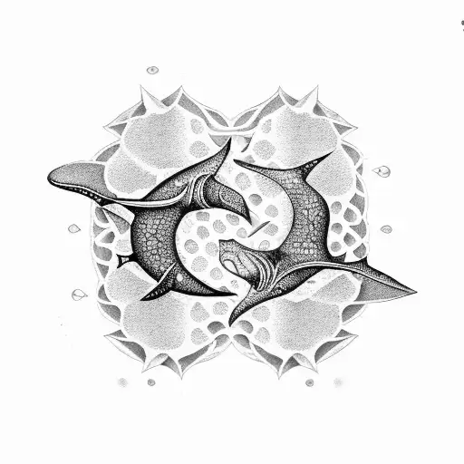 Whale Shark And Manta Ray Forming A Yin Yang Symbol