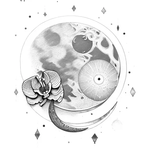 Book With Orchidee And The Moon