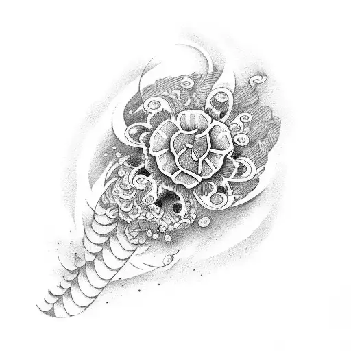 Ocean Sleeve With Flowers