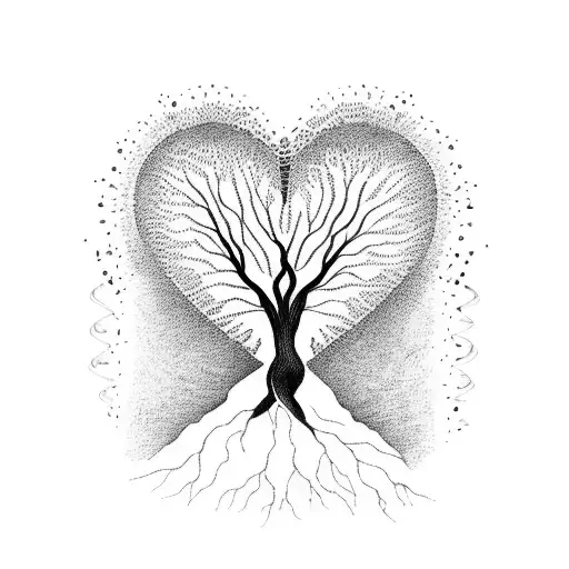 Tree Of Life Waterprint Heart In The Roots