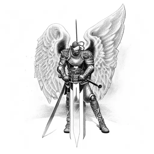 Strongman Angel Knight With Sword