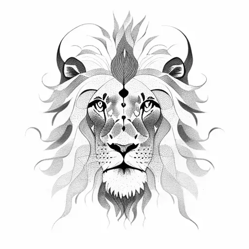 Half Face Lion And Half Face Lion Girl