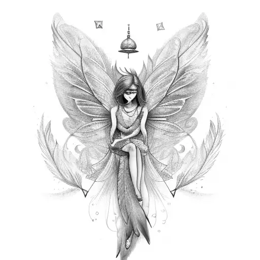 Textured Feather Vertical With A Fairy On Top