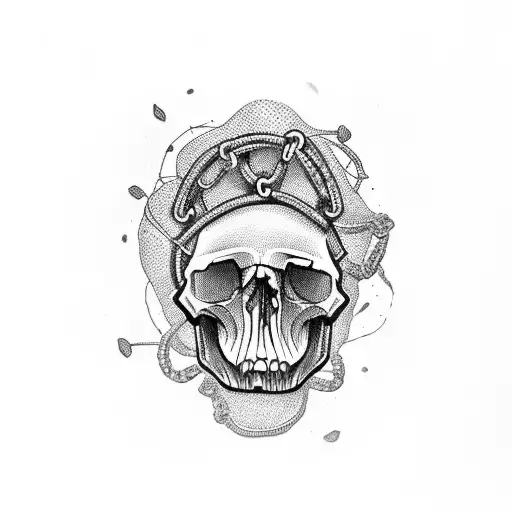 Skull Bitting On Metal Chains