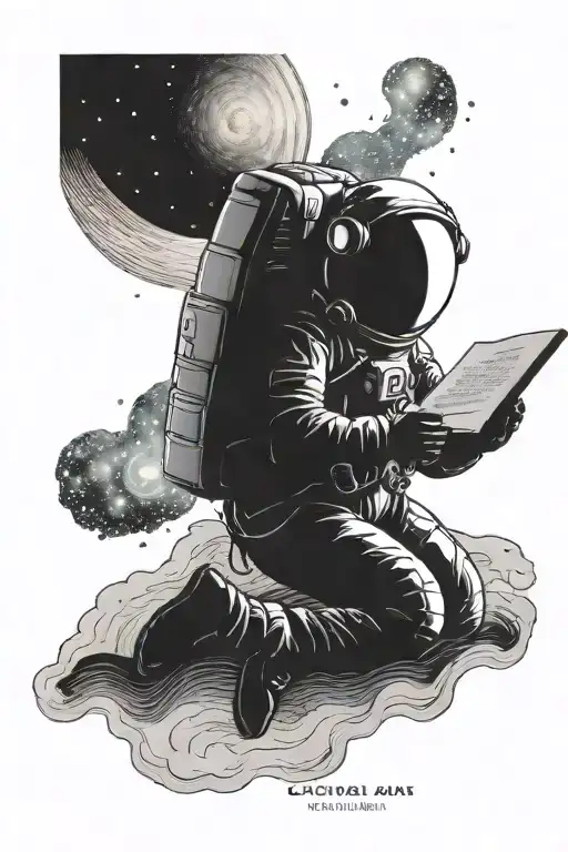 An Astronaut Reading A Book Under The Glow Of The Aurora Borealis