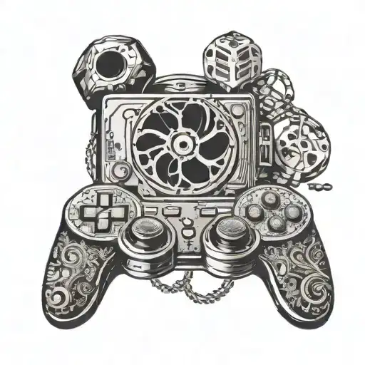 Film Reel Morphing Into A Gaming Controller With A Subtle Coffee Cup Hidden In The Design