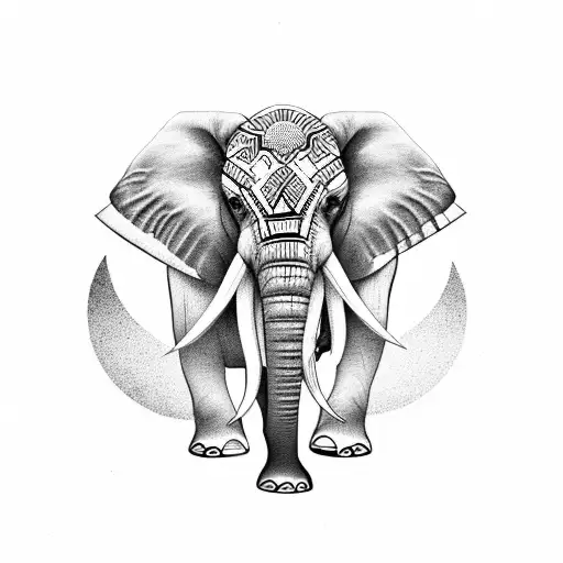 Elephant Indian Pattern Intricate Black