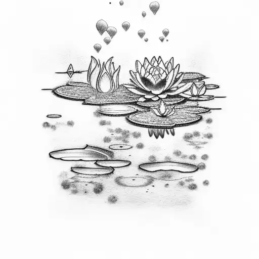 A Lily Pond With Clouds