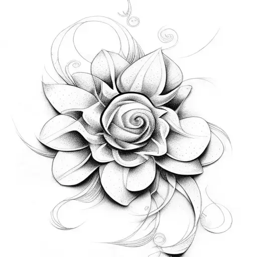 Black And White Line Art Of The Golden Flower From The Movie Tangled