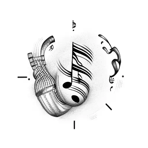 Music Notes Forming A Football Shape With A Watch In The Background