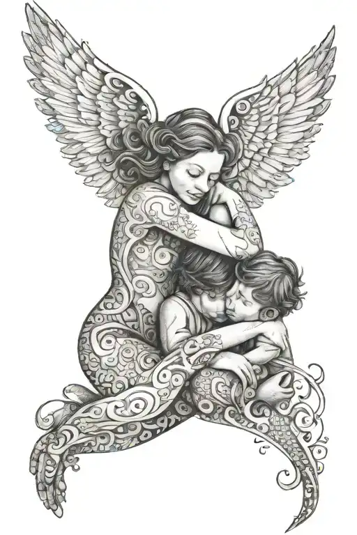 A Mother Embracing Her Child With The Words 'Strength' And 'Trust' Incorporated Into The Design
