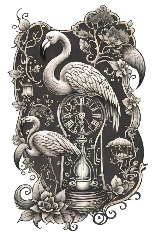 Flamingo And Hour Glass