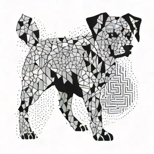 An Abstract Geometric Pattern Inspired By Coding Languages With A Hidden Dog Silhouette