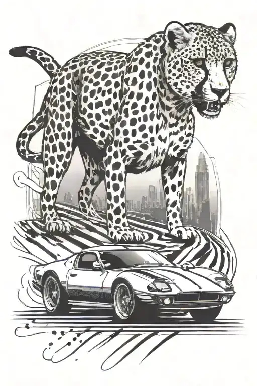 A Cheetah Racing A Sports Car On An Open Road