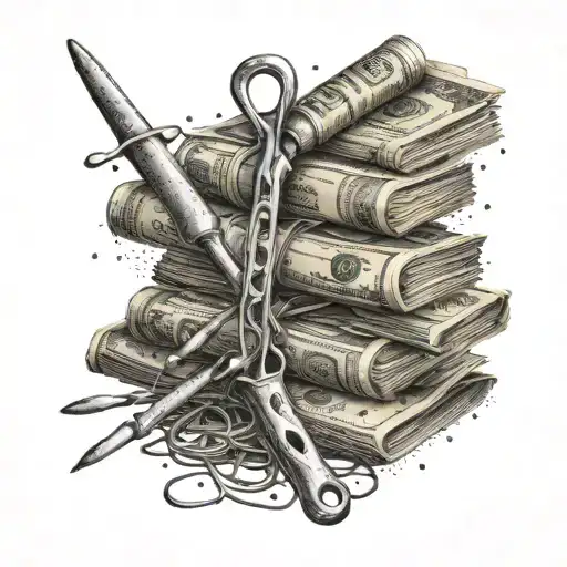 A Stack Of Money Bills Intertwined With Kitchen Utensils Like Spatulas And Whisks