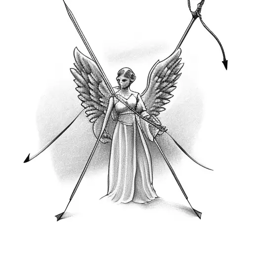 Angel With Bow And Arrow But The Arrow Tip Is A Ball