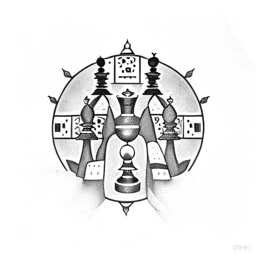 Chess Board With A Black Queen