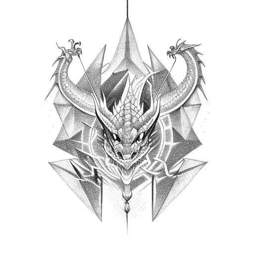 Dragon Flying Upward Through Lighting Bolt