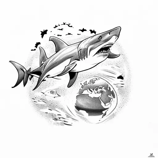 A Shark Eating The Planet But Delfin Domains With Intelligence