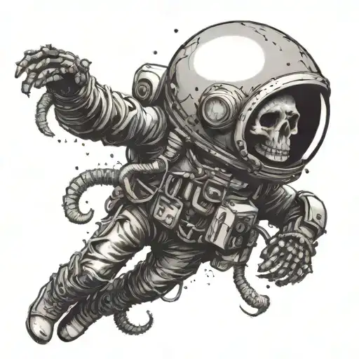 Skeleton Astronaut With An Octopus