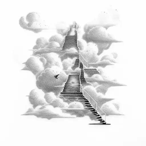 Staircase With Clouds And Bible Verse