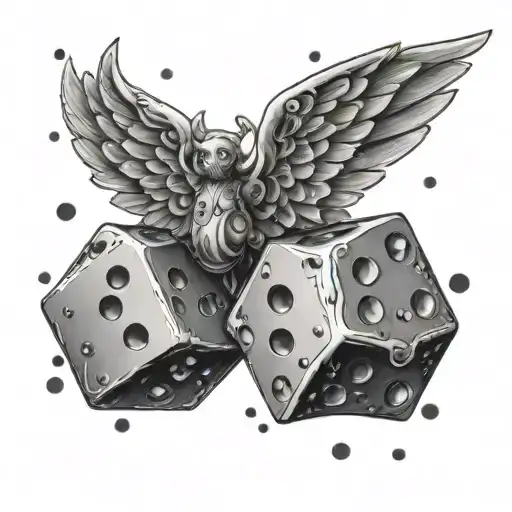 Dice With Angel Wings Flying