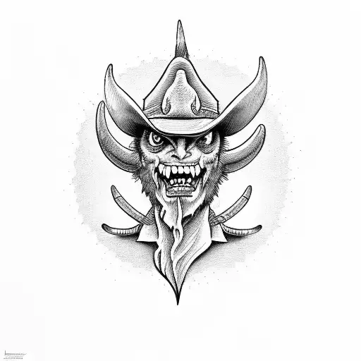 Cartoon Devil Wearing Cowboy Hat