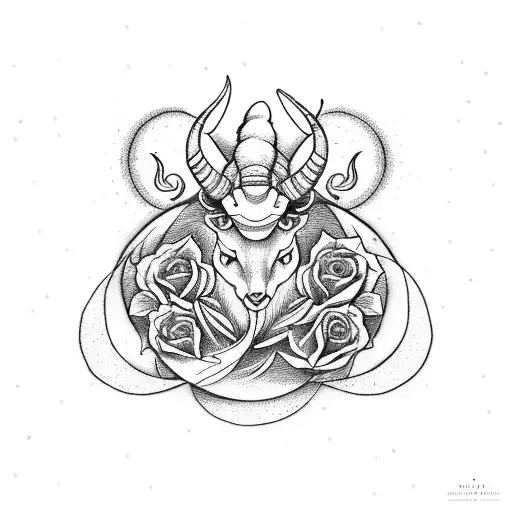 Capricorn With Moon And Roses