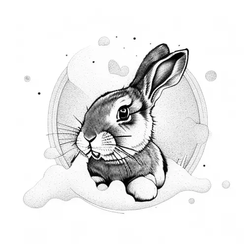 Bunny In Sunset With Family Of Humans Around It