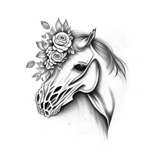 Horse Skull With Flower