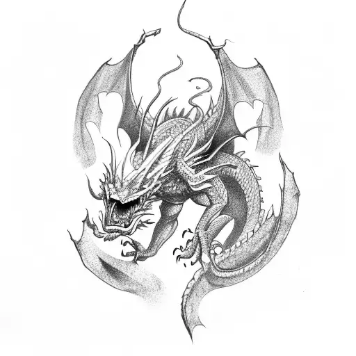 A Dragon Being Killed By A Warrior