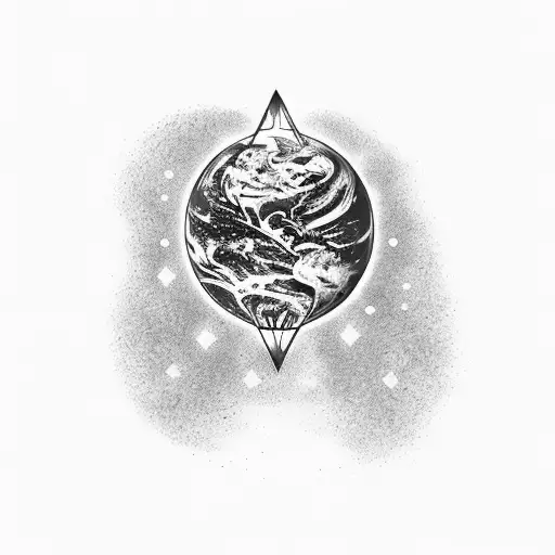 Full Left Arm Sleeve Earth Theme At The Wrost Going Into Space Theme At The Shoulder