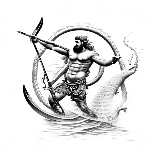 Poseidon Killing A Fish