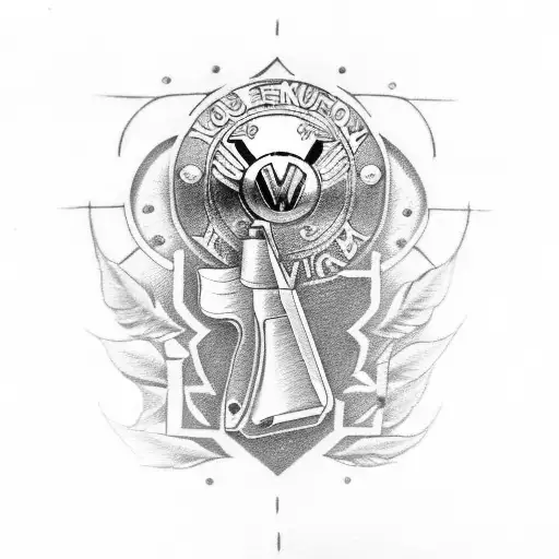 1911 Pistol With Volkswagen Emblem And A Pot Leaf