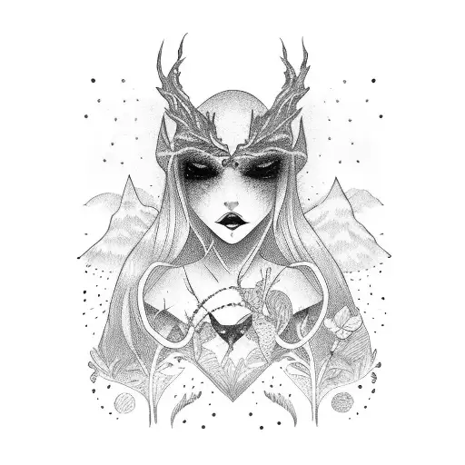 Goth Girl With Nature Background