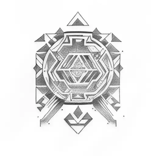 Arm Aztec Strip Tattoo Reflecting Under Short Sleeve