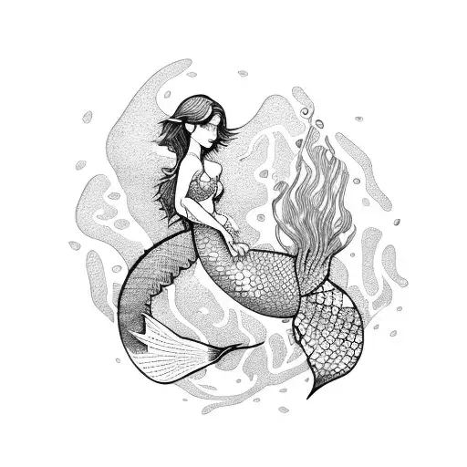 Mermaid Sorrounded By A City