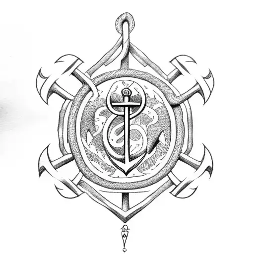 An Intricate Anchor Surrounded By A School Of Fish