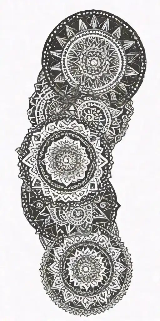 Geometric Background With Multiple Mandalas