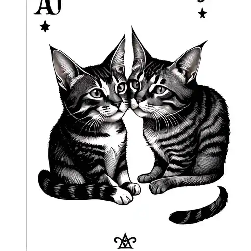 Tarot Card With Two Cats Embracing Each Other