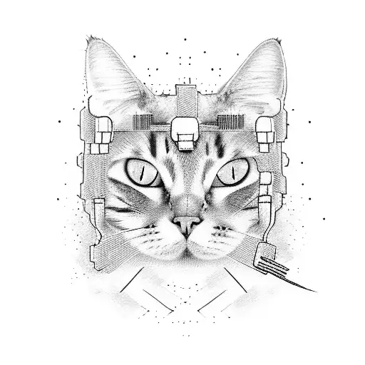 Furry Girl Cat Blindfolded Minimalism Cyberpunk