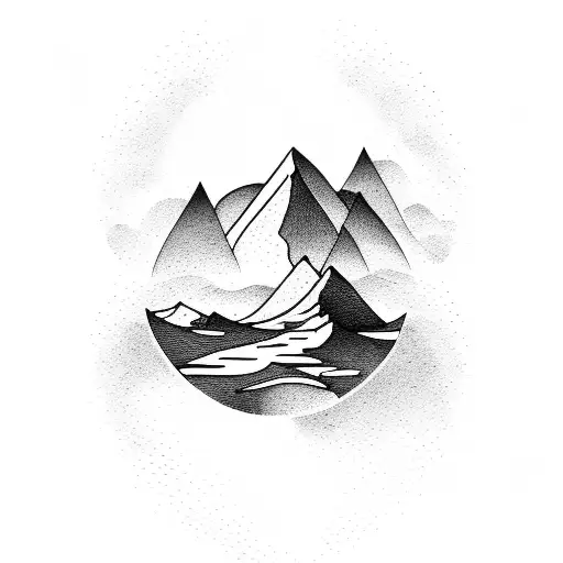 An Abstract Design Combining Mountains And Ocean Waves