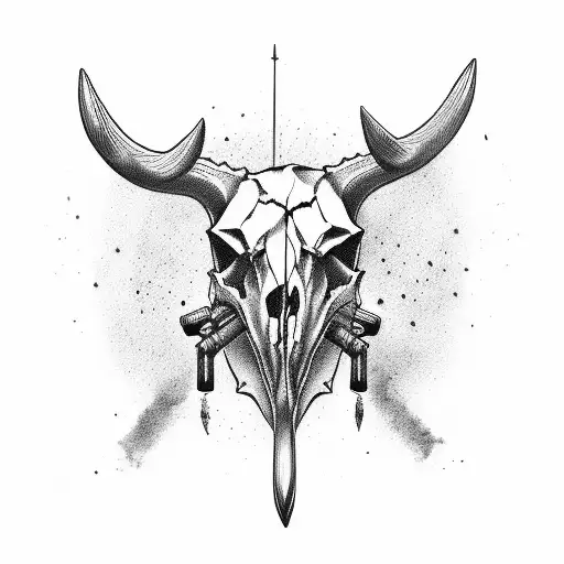 Bull Skull With Guns