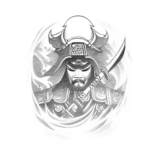 Japanese Temple With Japanese Warrior