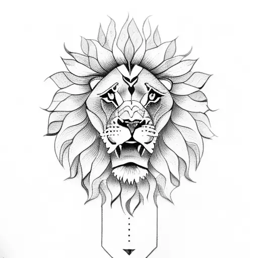 Lion Incorporating A Sunflower