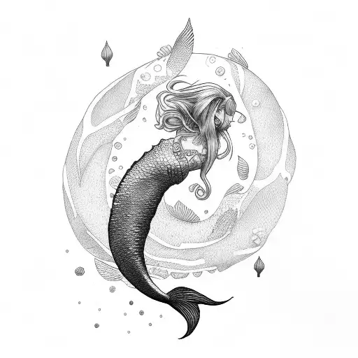 Full Color Side Body Profile Female Mermaid