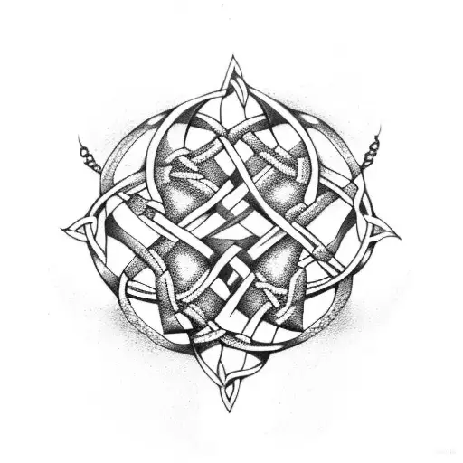 Delicate Celtic Pattern With Branches And 4 Elements