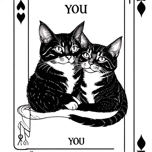 Tarot Card With Two Cats Embracing Each Other